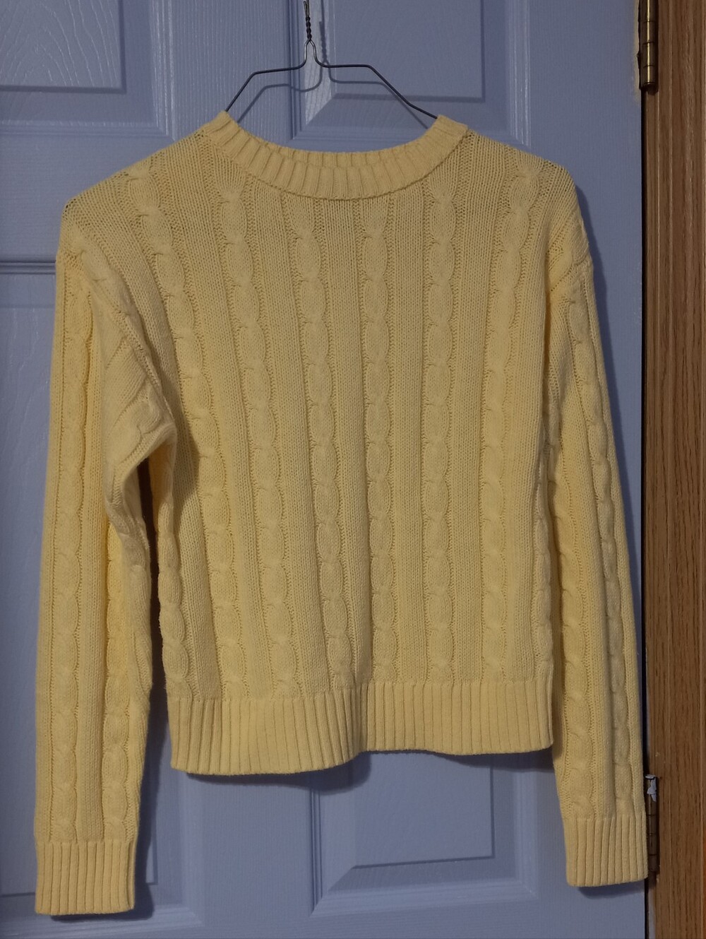 wild fable Pale Yellow Cable-Knit Crewneck Sweater